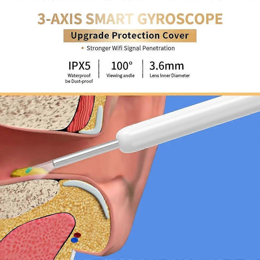 Wireless Wifi Smart Visual Ear Cleaning Spoon, USB Charging Ear Cleaning Set with Endoscope Camera for Ear Wax Removal, Compatible with Android iOS