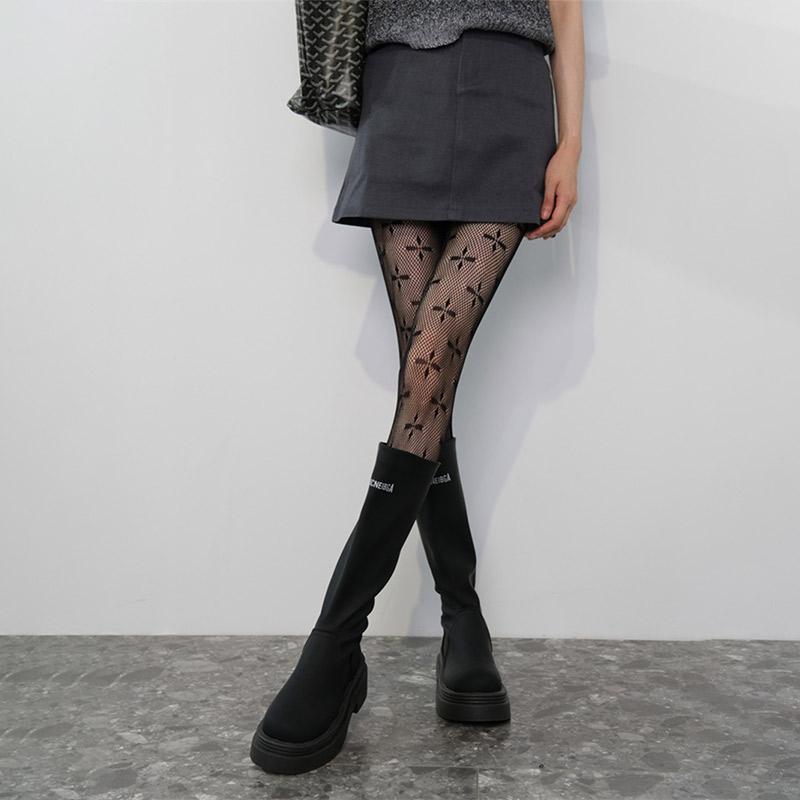 Lolita Girls Cross Print Fishnet Tights Lingeries Sexy  Women Hollow Out Pantyhose Y2K Pants Gothic Fashion Body Stockings