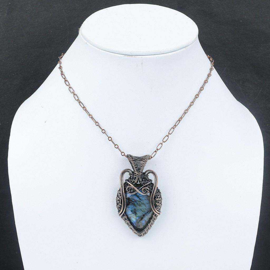 Labradorite Pendant Copper Wire Wrapped Pendant Gemstone Pendant Copper Jewelry Handmade Brand New Pendant Labradorite Jewelry Gift For Her