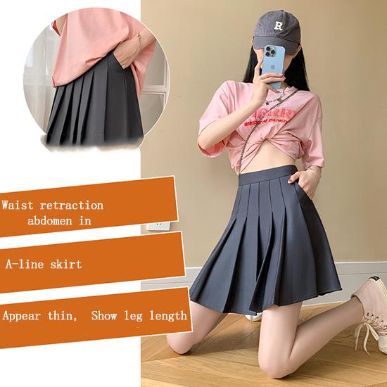 Юбка средней длины с эластичной резинкой на талии для женщин, летняя плиссированная юбка в карманном стиле для высокой талии, утягивающая короткая юбка, модная женская одежда