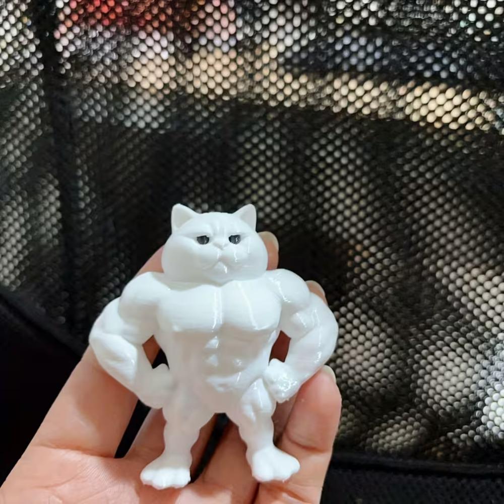 Забавные 3D-печатные статуэтки Мускулистого Кота - Милые и Игривые Украшения Мускулистого Кота для Любителей Кошек и Фитнес-Энтузиастов