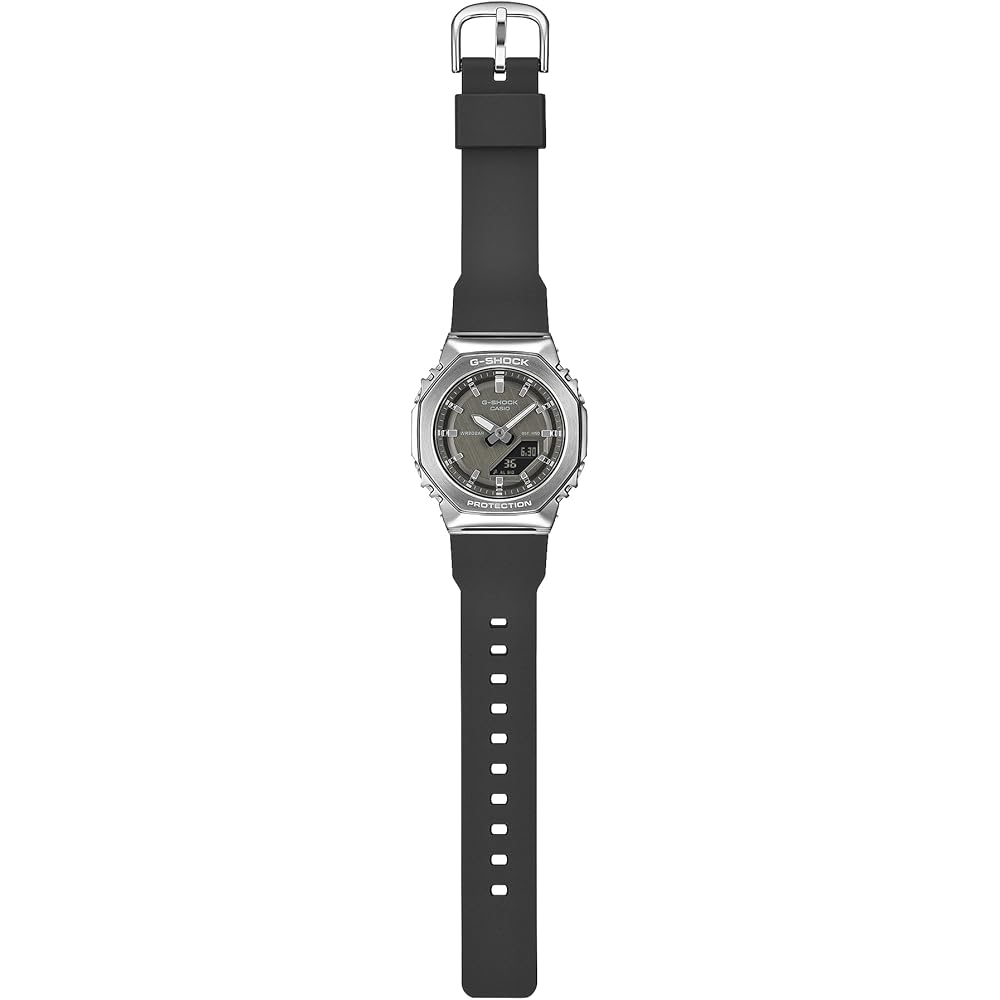 Casio G-Shock GM-S2110-1A1JF Женские часы с металлическим покрытием Серебристо-черные Экологически чистый материал