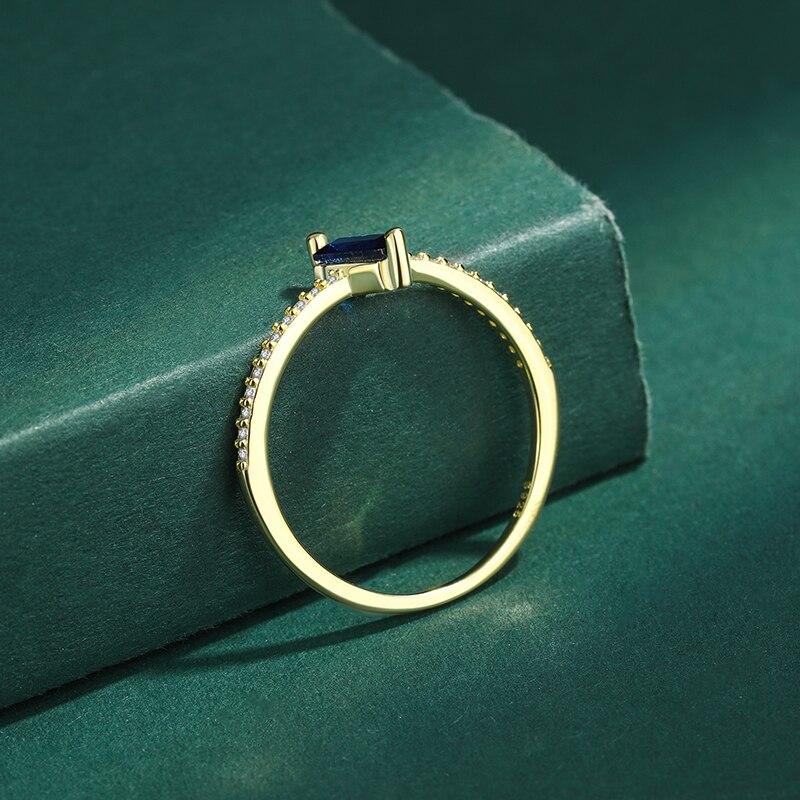 Классическое кольцо для пар из 18-каратного золота с глубоким сапфиром и бриллиантами для женщин, темно-синее оригинальное серебро 925 пробы, подарочные ювелирные изделия