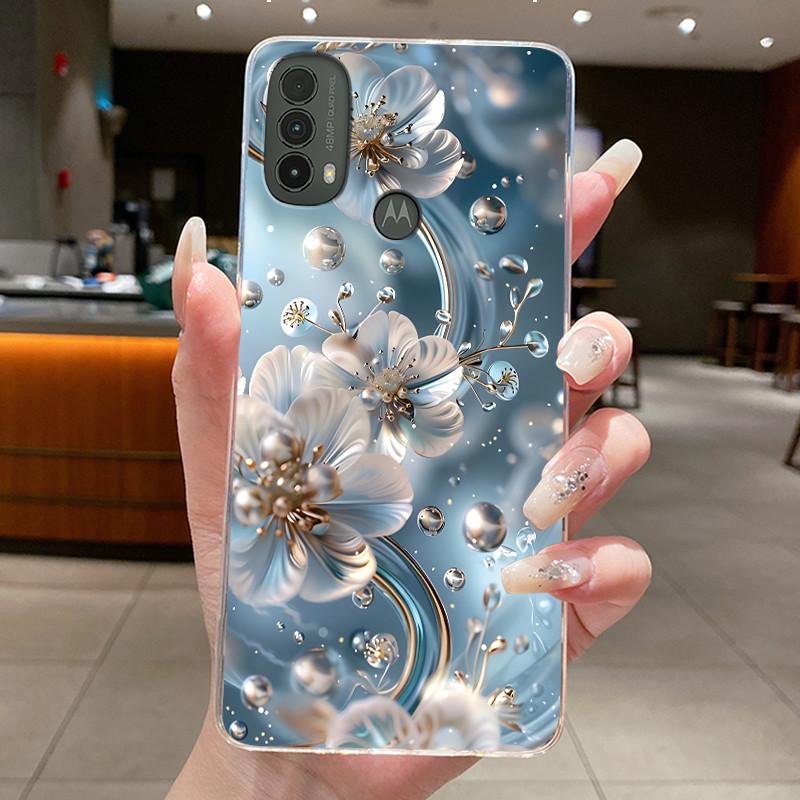 Case For Motorola MOTO E20 E30 E40 Clear Luxury Butterfly Fashion Flower Soft Silicone TPU Phone Cover for MOTO E40 E30 E20 Case