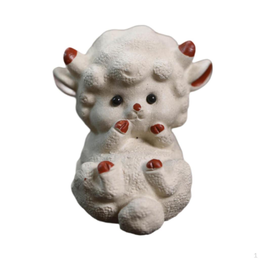 Purple Clay Tea Pet Small Sheep Statue Decoration Gift Miniature Figurine for