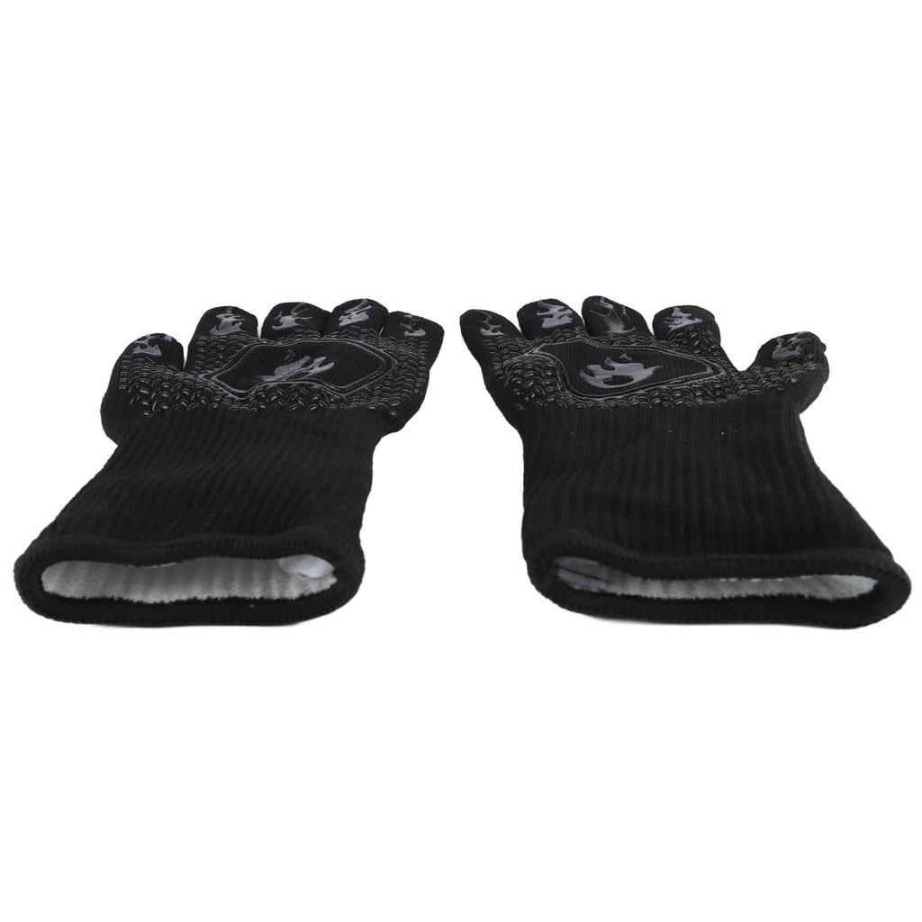 BBQ Gloves Heat Resistant Grilling Gloves Non Slip Oven Gloves Long Kitchen Gloves for Barbecue Baking Black Average
