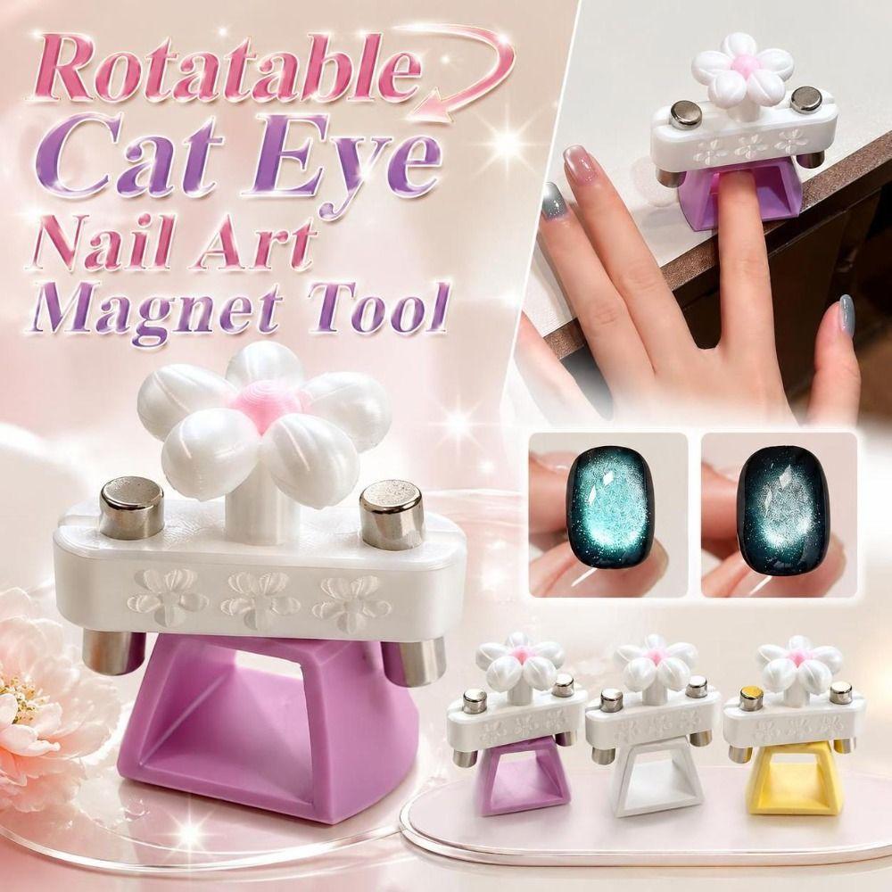Rotatable Nail Art Magnet Tool Flower Shaped Rotatable Nail Magnet Cat Eye Nail Magnet DIY