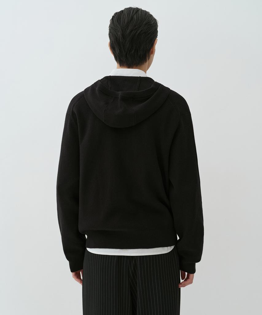 MUSINSA STANDARD Washable Supima Cotton Knit Hooded Zip-Up [Black]