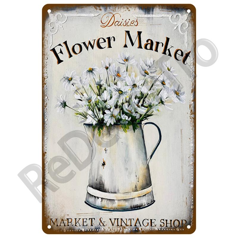 Vintage Metal Plaque Plates Decor Garden Flower Rules Metal Sign For Pub Bar Home Wall Decor Art Tin Signs Flower Poster Gift