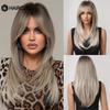 HAIRCUBE Длинные прямые синтетические парики Коричневые смешанные белые светлые многослойные парики для чернокожих женщин Термостойкие парики для косплея