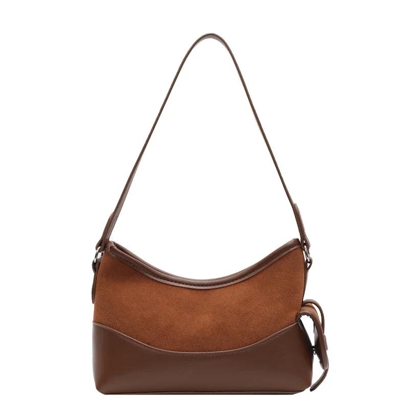 Сумка через плечо из искусственной замши и полиуретана в форме полумесяца, осенне-зимние новые стили, популярная модная сумка через плечо для женщин