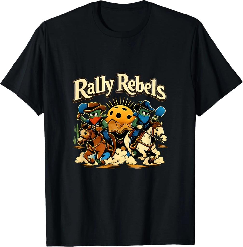 Rally Rebels Pickleball Retro Outlaw Pickles T-Shirt