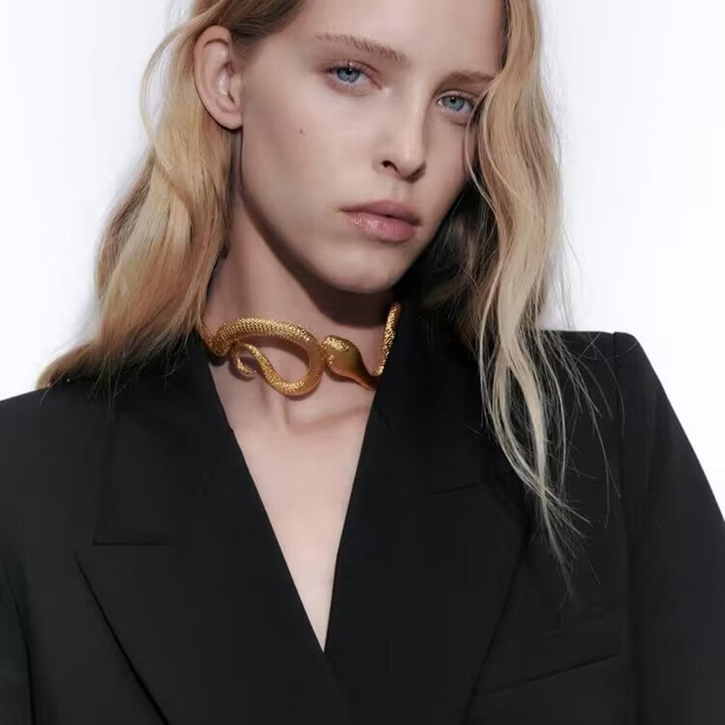 Крупная металлическая цепочка на шею в форме объемной змеи, персонализированное ожерелье, необычная подвеска в стиле ретро-хип-хоп.