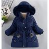 2023 New Thick Keep Warm Winter Girls Jacket Detachable Hat Plush Collar Hooded Coat For Kids 4 Color Children Birthday Present