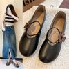 Мягкие подошвы Мягкая поверхность Маленькие кожаные туфли Женские 2024 Осень Новые универсальные женские туфли Doudou на низком каблуке