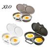 Simple Egg Cooker for Home Dual Cavity Microwave Poacher with Lid Handle, Food Grade Plastic Non Stick Maker Steamer, Oil-free Cooking Non-deformable