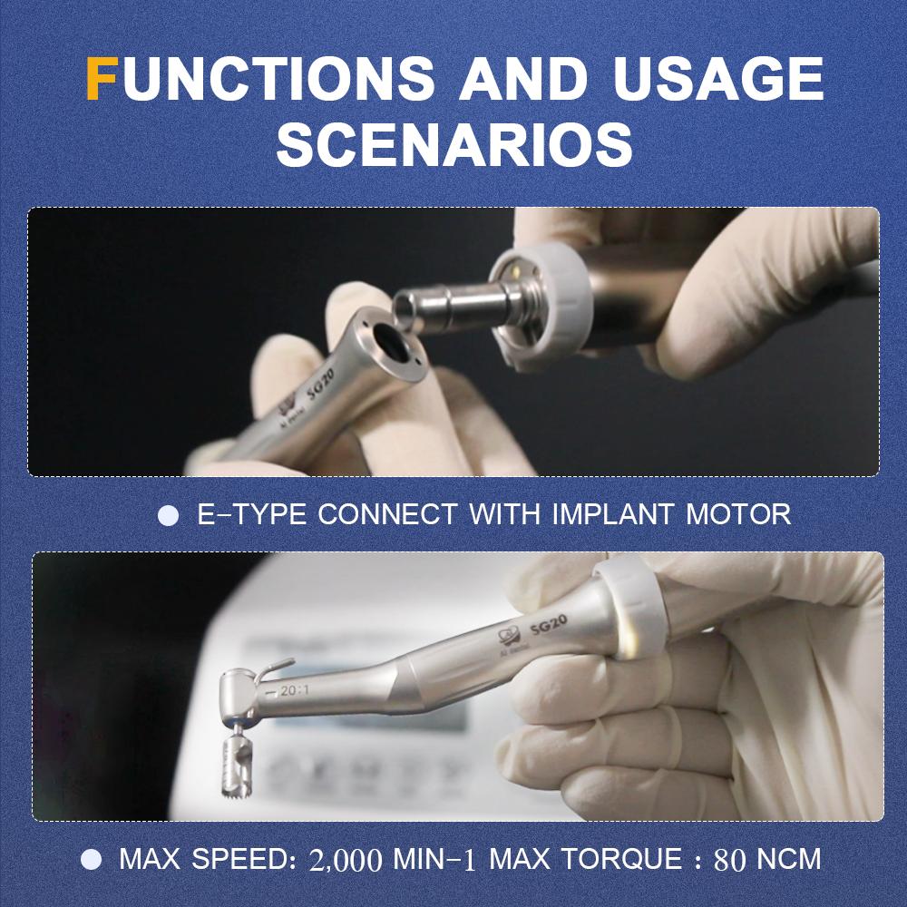 Dental Implant Handpiece AI-SG20 20:1 Reduction Contra Angle Low Speed Push Button Chuck For Surgery