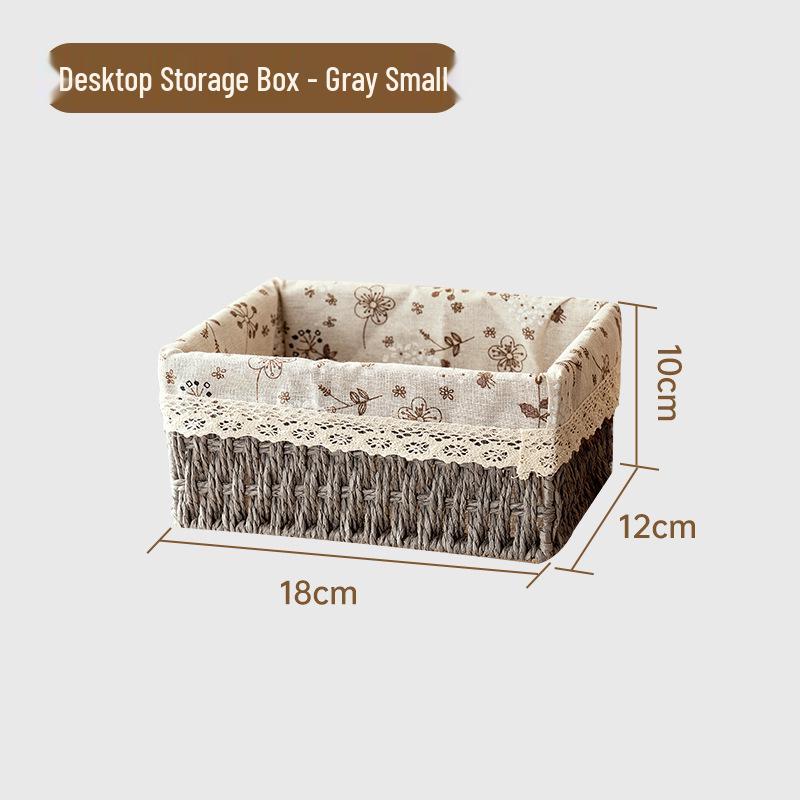 Desktop Storage Basket for Keys, Snacks, Sundries, & Cosmetics - Imitation Rattan Coffee Table Organizer