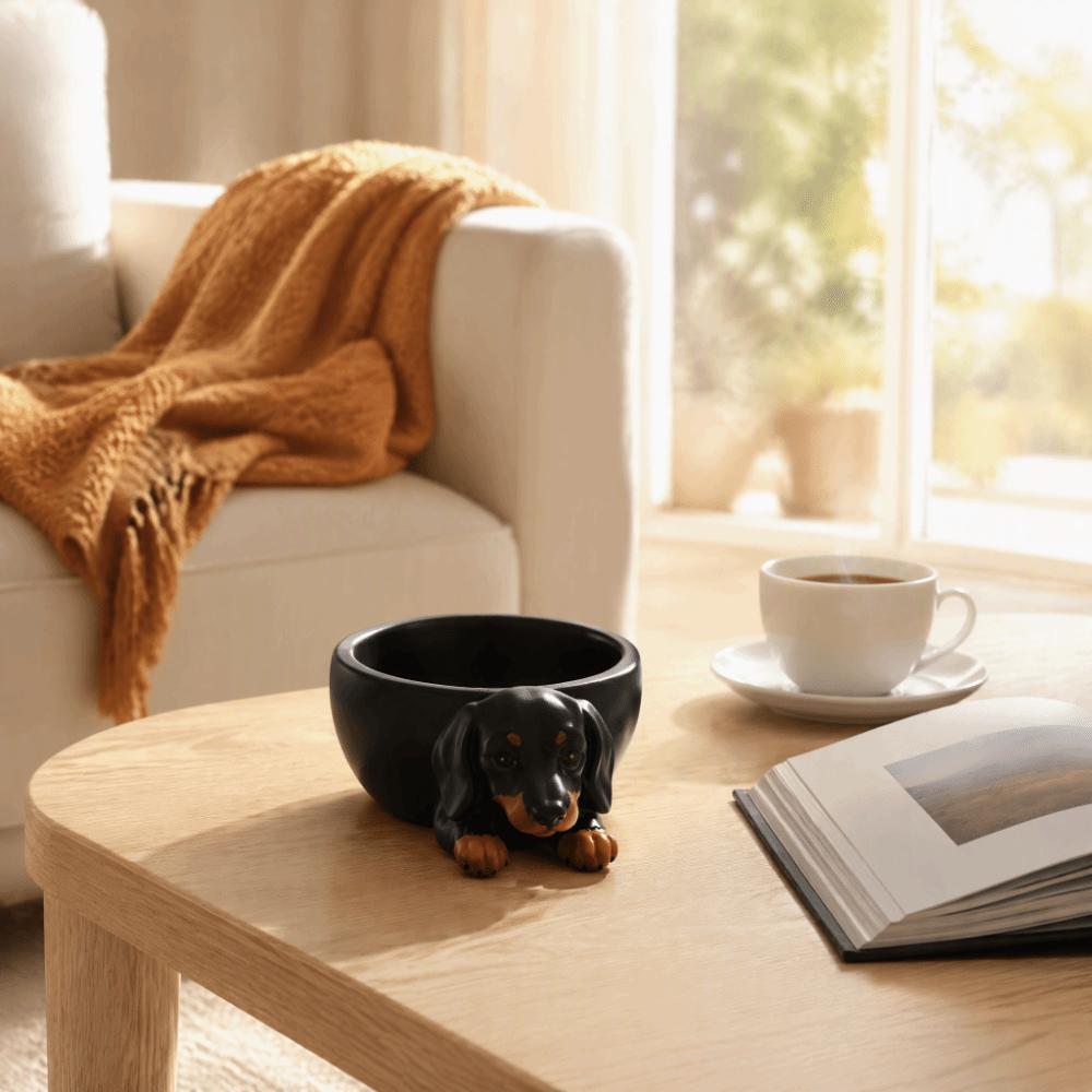 3D Printed Dachshund Storage Tray Solid Color Sausage Dog Planter Cute Tabletop Organizer Bedroom