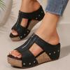 Women’s Platform Studded Open-Toe Slide Sandals Wedge Heel