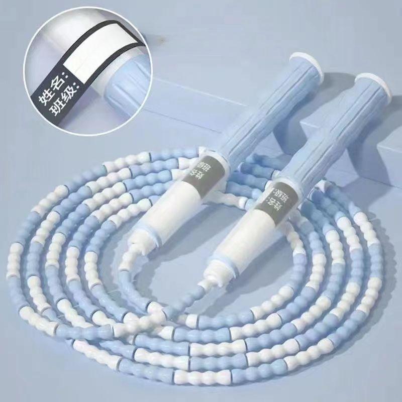 Мягкая резиновая скакалка для учеников начальной школы с бамбуковыми узлами, записываемое имя только для детей, спортивный инвентарь для детского сада, скакалка