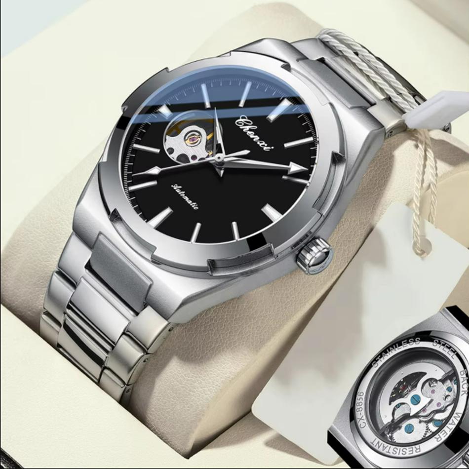 Chenxi Автоматические механические часы для мужчин, полые скелетоны, мужские часы, водонепроницаемые, деловые, relogios masculino