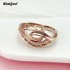 SIMJOO Rose Gold Ring for Ladies Fashion Hollow Out Zircon Ring