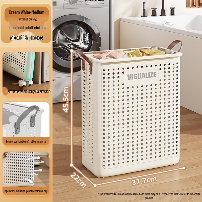 Складная корзина для белья на колесах - Хранение грязной одежды