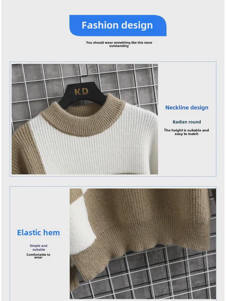Мужской модный свитер с круглым вырезом осень/зима 2024 года — модный дизайн с элементами трансграничного дизайна