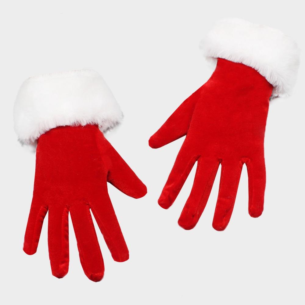 Short Wool Gloves Thicken Christmas Gloves New Santa Claus Gloves Festive