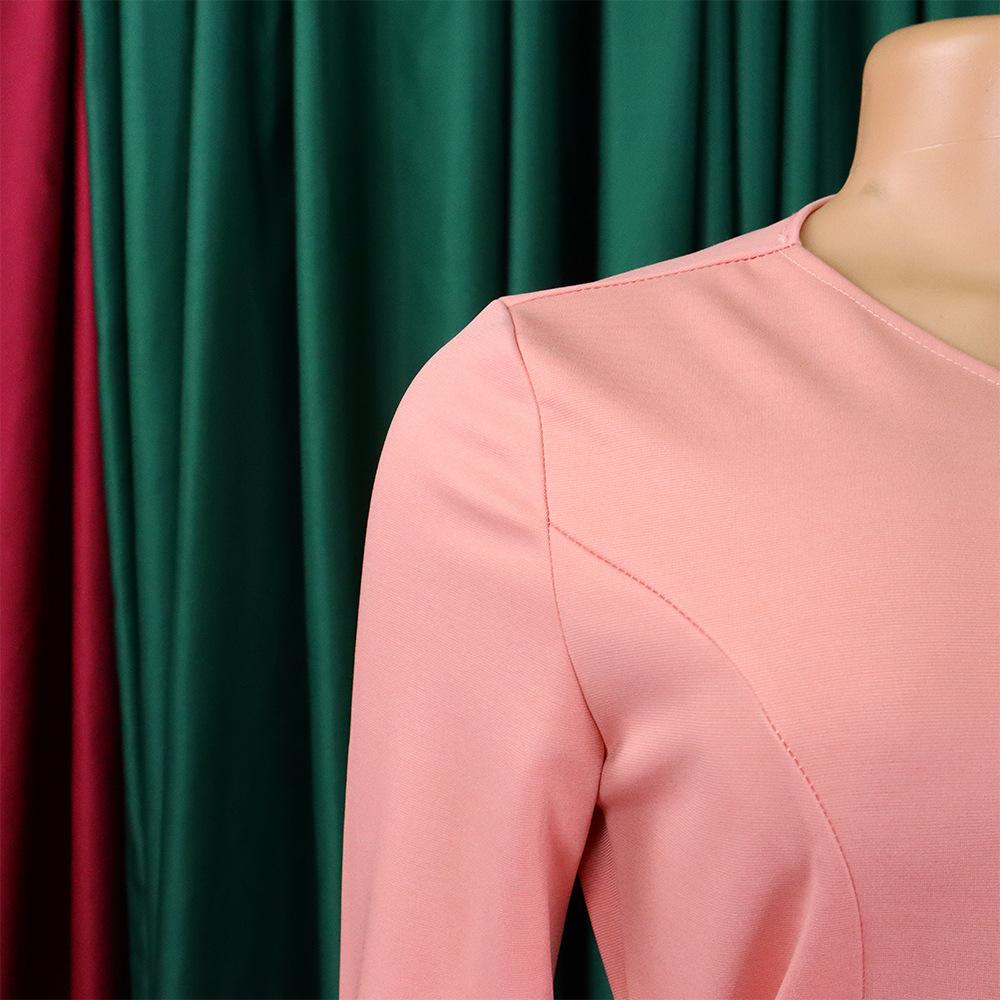 Женские платья Весна-лето Офисные платья Рукав три четверти Плиссированные галстуки Карьерные платья больших размеров