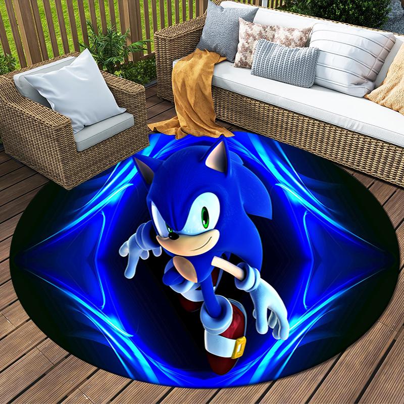 Sonic Band Printed Chair Rug for Home Office Use, Living Room Kitchen Game Room Round Carpet