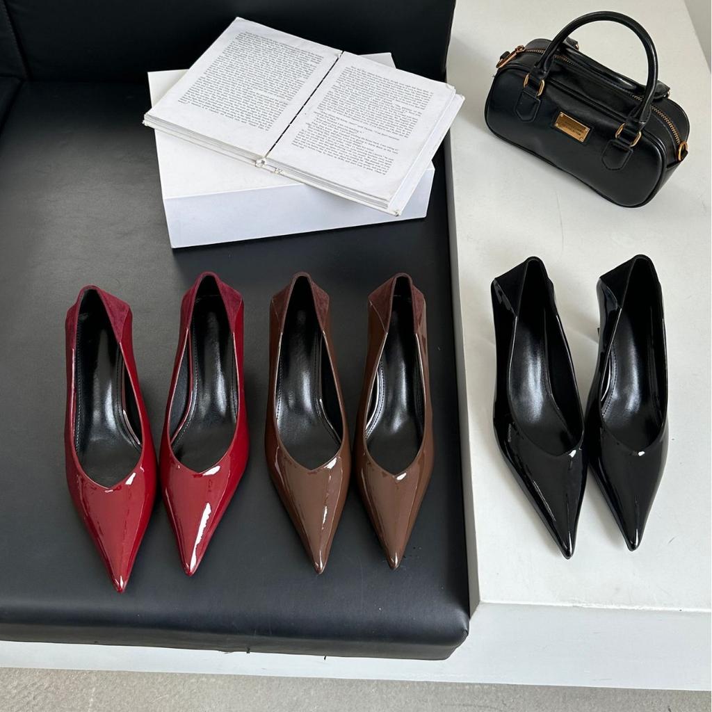 Chengdu Style Retro Single Shoes Women's Versatile Thin Heels High Heels Wear Versatile Professional Style Solid Color Light Board Women's Shoes Paten