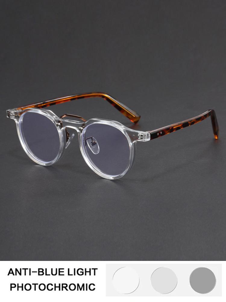 Ретро-очки для чтения с защитой от синего света, круглые, для женщин и мужчин, для коррекции близорукости, в тренде, ретро-очки с фотохромными линзами +1.