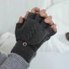 Winter Knitted Half Finger Gloves Flipped Cover Flip Fingerless Gloves
