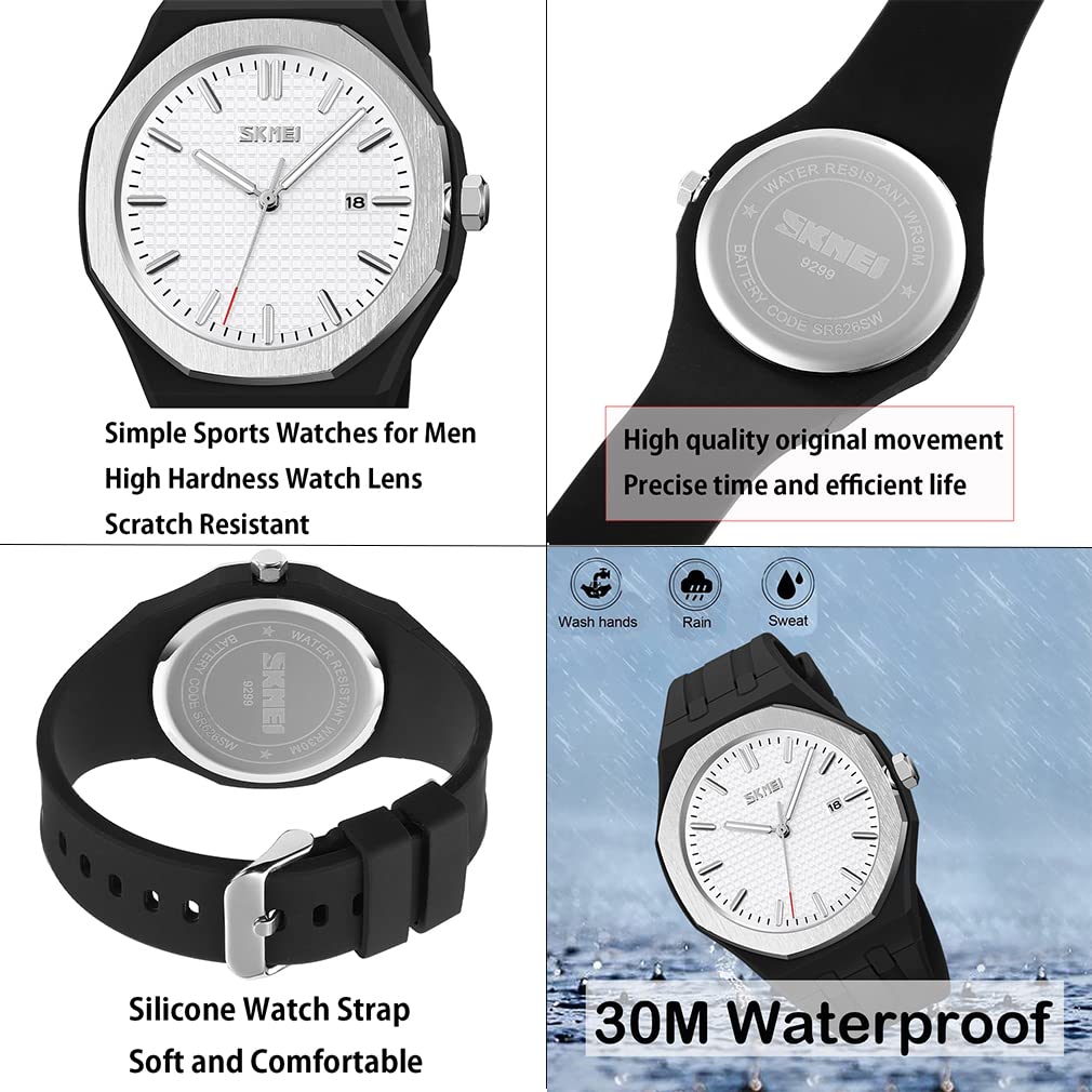 Простые черные силиконовые спортивные водонепроницаемые наручные часы стильные повседневные брендовые аналоговые кварцевые часы дата флуоресцентные наручные белые часы для школьников