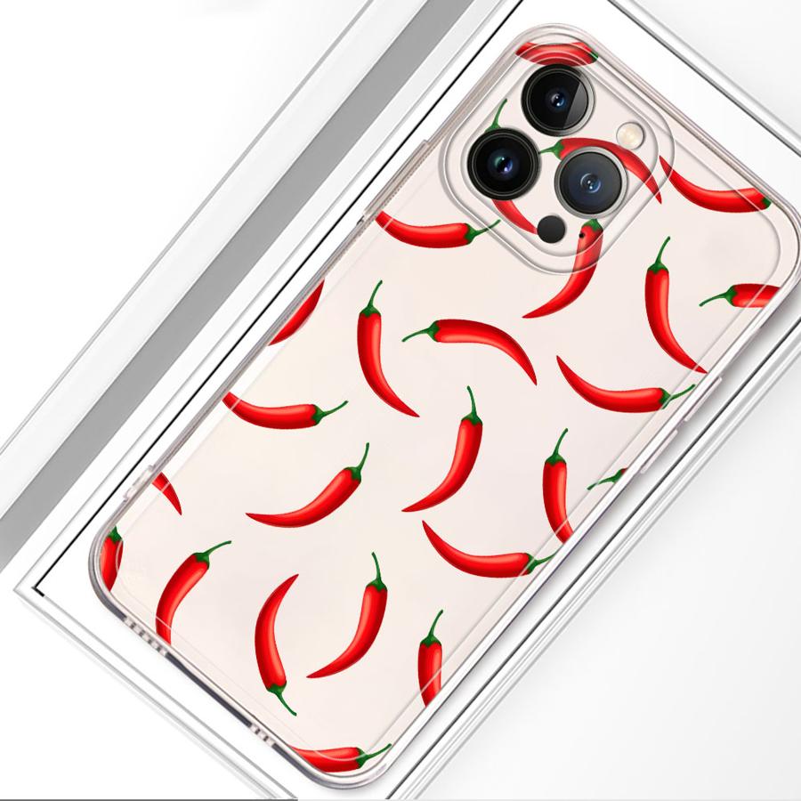 Мягкий чехол для телефона с фруктами и чили для iPhone 17 Pro Max 12 Mini 15 XS Max 13 Pro 16 7 8 Air 14 Plus XR 11