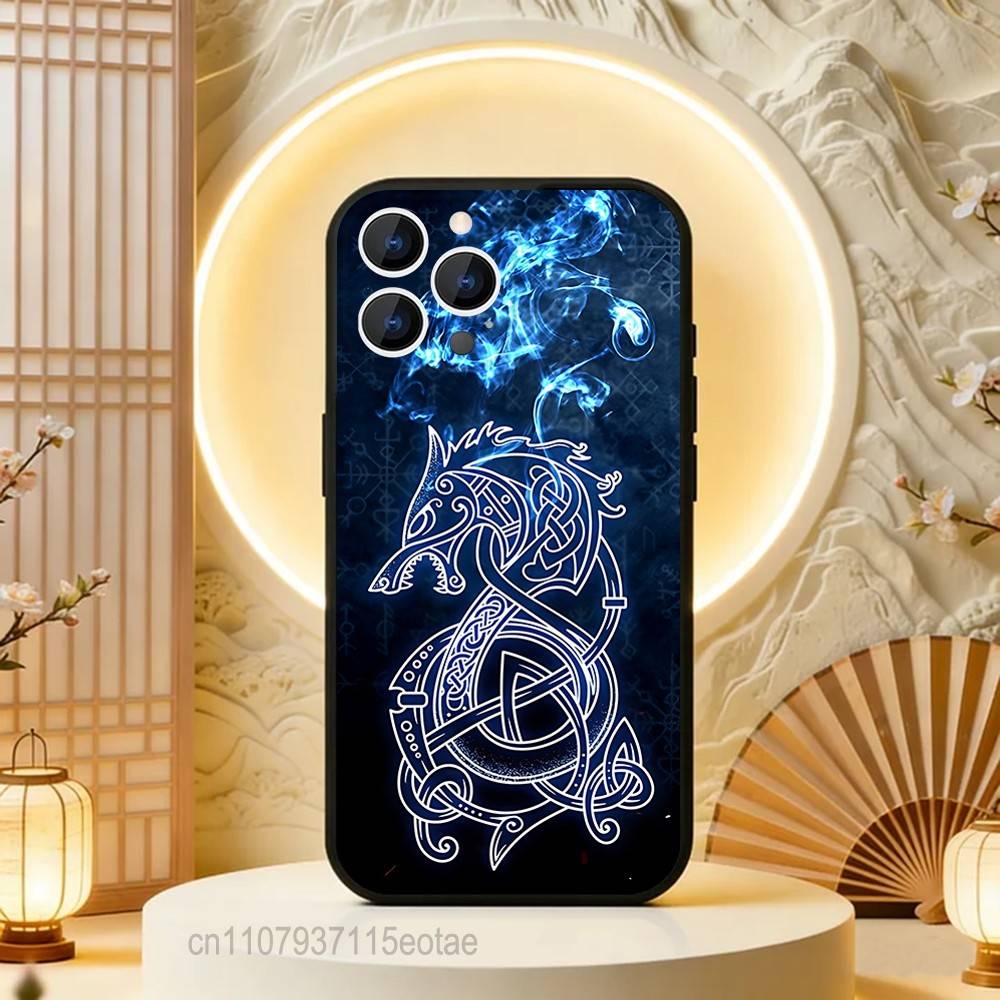 Чехол для телефона Один И Фенрир Силиконовый Мягкий Для IPhone 16,17,15,11,13,12,14,Mini,Pro,Max,Plus,Air,E Черный