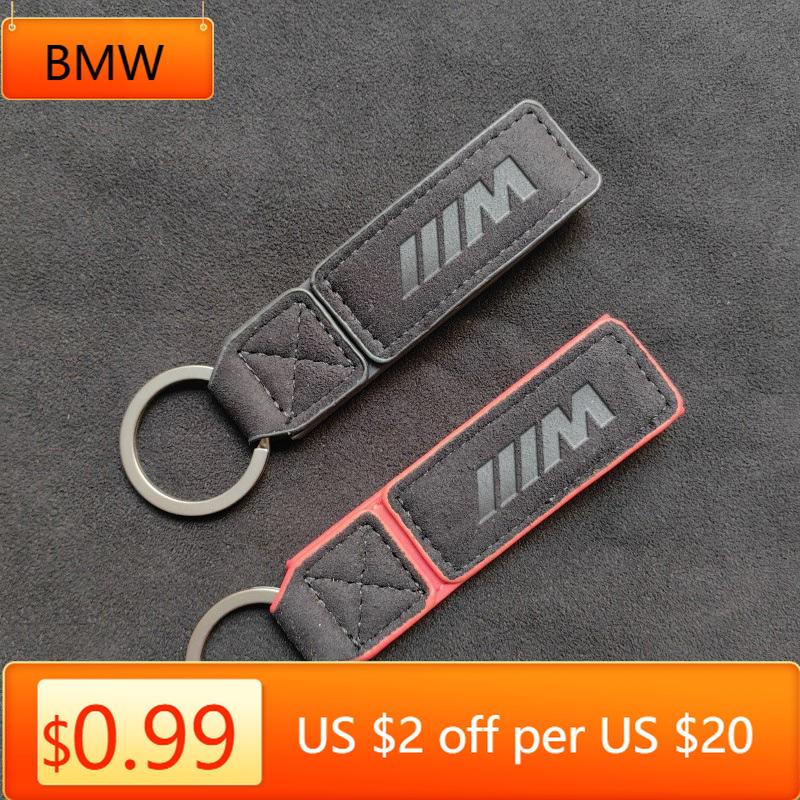 BAGC4 Car Sticker Suede Leather Metal Luxury Men Women Keyring Mobile Phone Accessories Car Keychain For BMW M GT X1 X2 X3 X4 X5 X6 X7