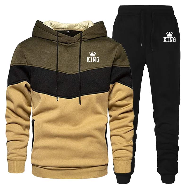 Men's Tracksuit Running Casual Hoodies Sweatpants Two Piece Sets Winter Sports Suit Outdoor Sweatshirt Set Fashion Male Clothing