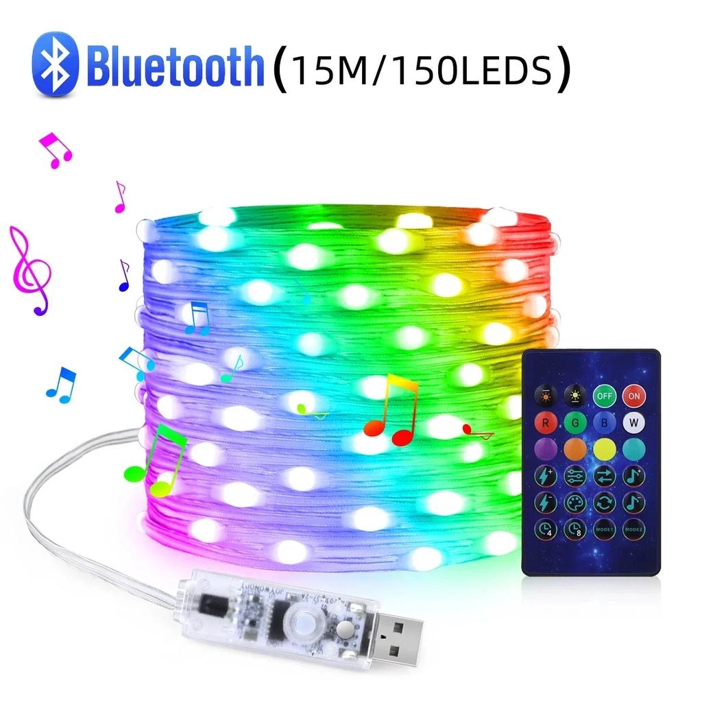 WS2812B Bluetooth светодиодная гирлянда Dreamcolor RGBIC DIY вечерние новогодние елочные огни свадебные украшения гирлянда USB лампа