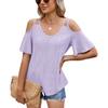 YYFS Women's Fashion Casual Summer Spring Solid Color Print Short Sleeve U-Neck Blouses & Shirts
