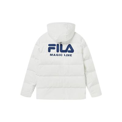 Fila Флисовая толстовка с капюшоном и принтом логотипа, теплая, толстая пуховая куртка, мужская верхняя одежда, стандартная - белая F51M349901A-WT