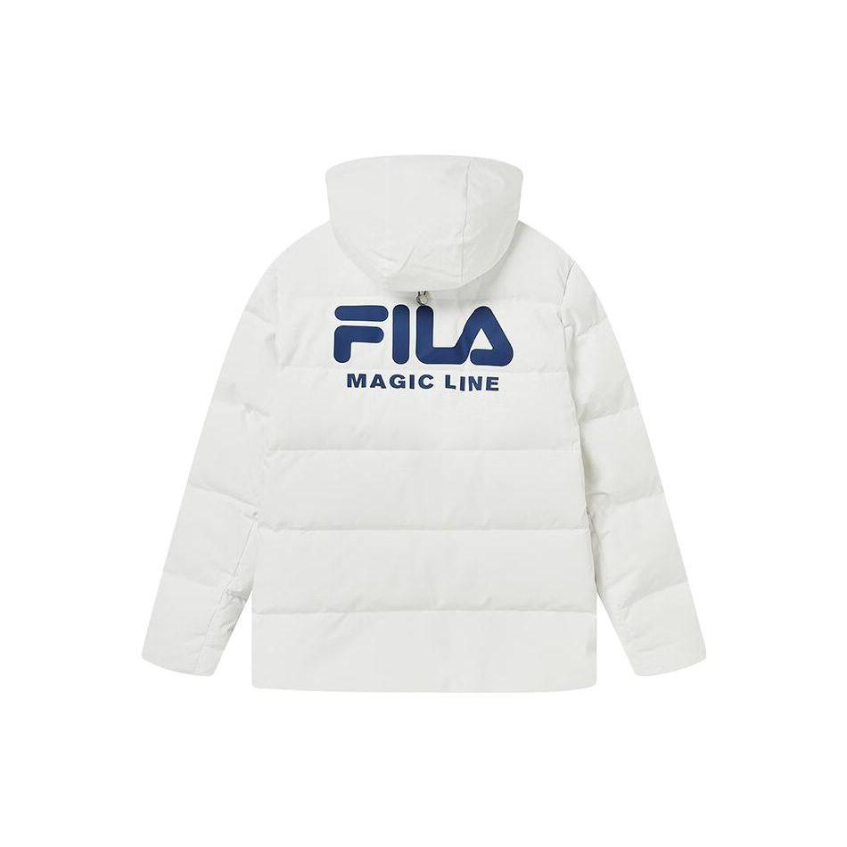 Fila Флисовая толстовка с капюшоном и принтом логотипа, теплая, толстая пуховая куртка, мужская верхняя одежда, стандартная - белая F51M349901A-WT