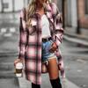 Женская модная клетчатая свободная повседневная осенняя и зимняя куртка с длинными рукавами