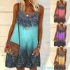 Summer Clothing Casual Sleeveless Bohemian Style Sling Dress Loose Print Party Mini Beach Dress Women's Abaya Women's Plus Size Cami Dress Women