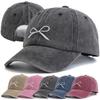 New Women Washed Cotton Cap Bow Knot Embroidery Vintage Baseball Cap Female Casual Outdoor Streetwear Dad Hats