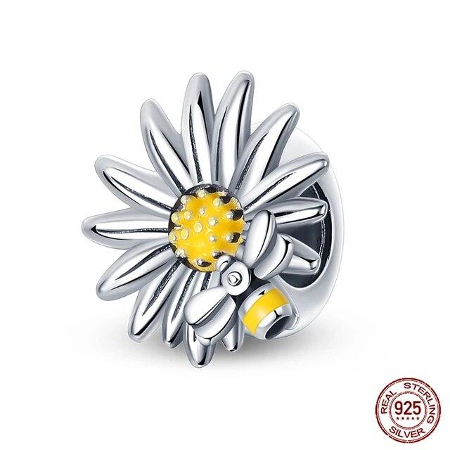 Стерлингового серебра 925 пробы, зеленая бабочка, цветок, стрекоза, подходит Pandora, оригинальные эмалированные подвески Pulsera, подвески, сделай сам, подарки для изготовления ювелирных изделий