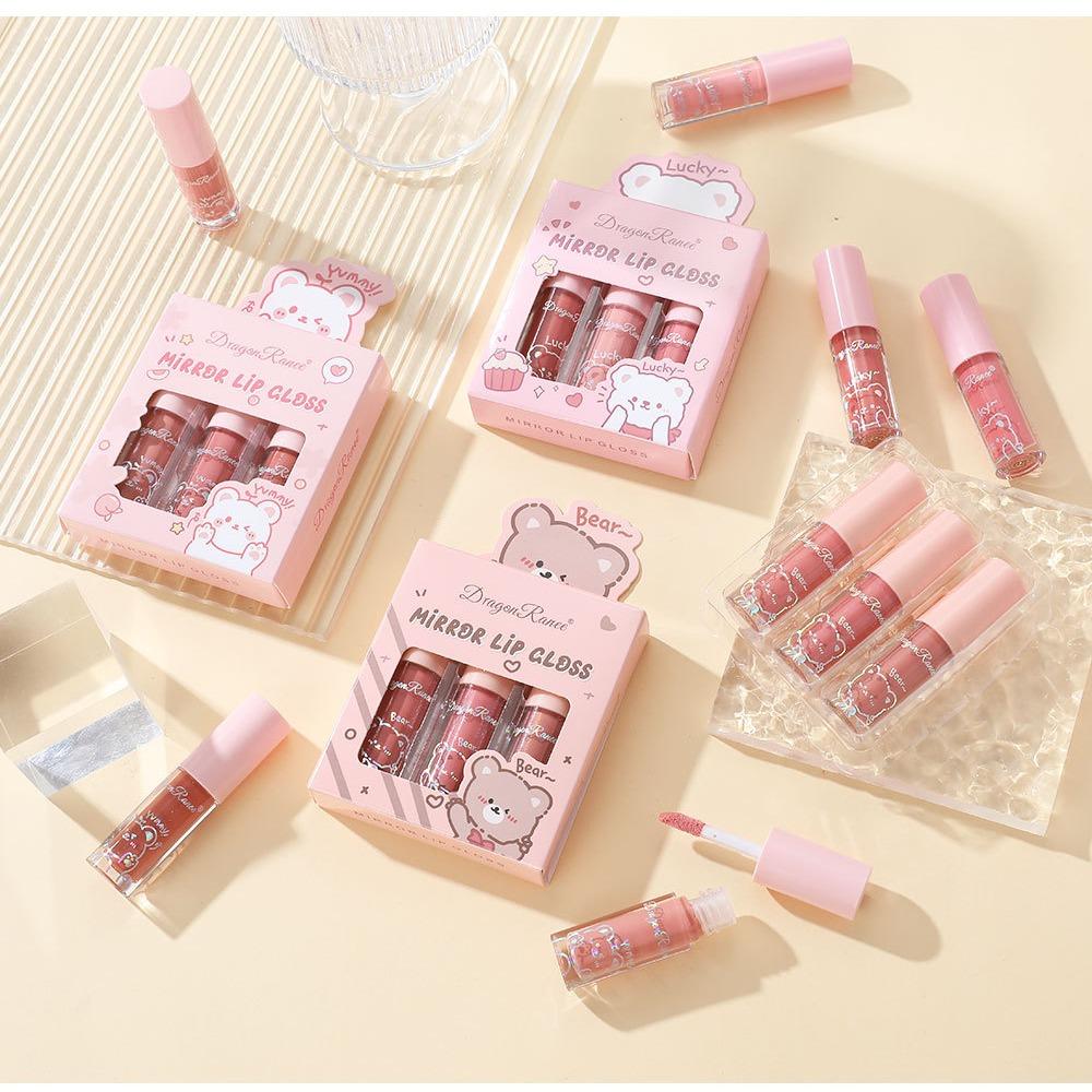 Блеск для губ Глазурь для губ Масло для губ Стекло с водой Светильник Зеркало увлажняющий увлажняющий Жемчуг со вспышкой Мультяшная коробка звуковой сигнал губы