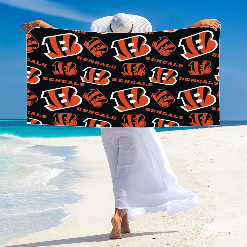 Cincinnati Bengals Logo Print Beach Towel, Large Soft Quick Dry Towel for Beach Camping Swimming